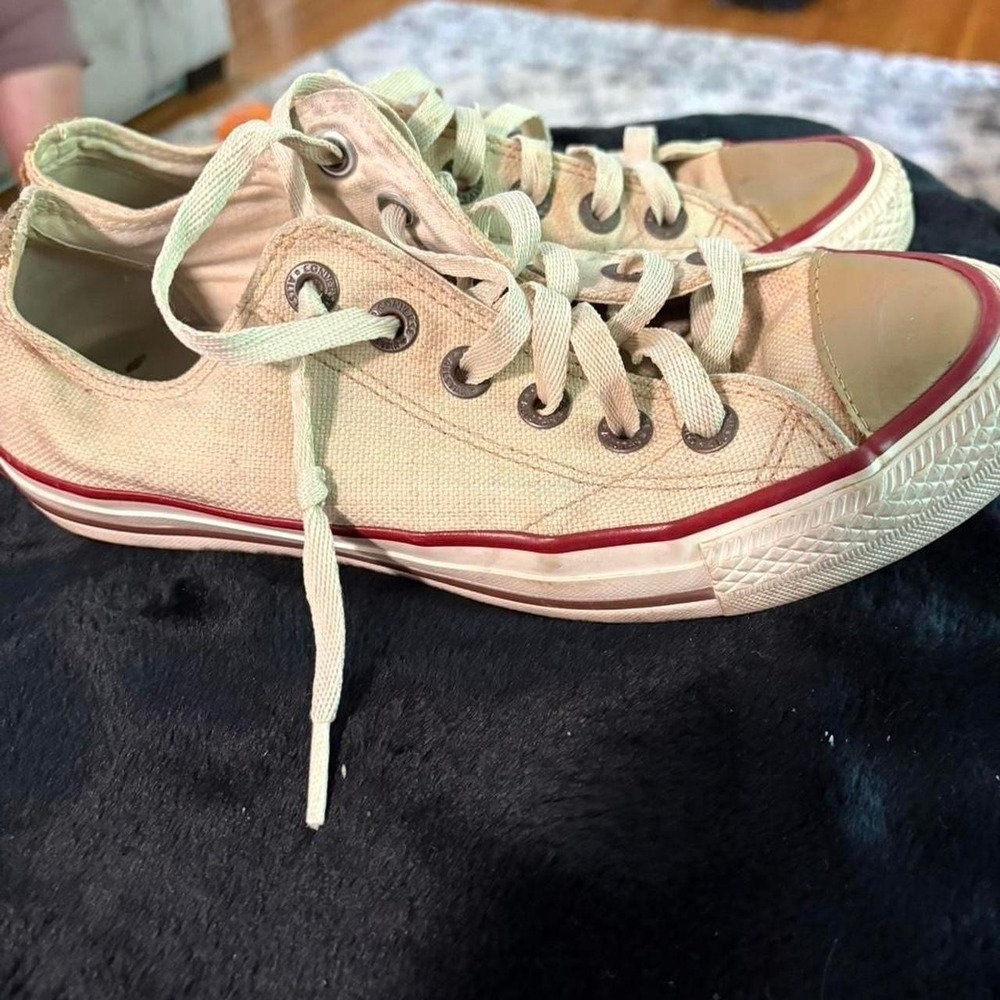 Converse All Star Low Top Tan Textile Leather Sneaker Made in Brazil Men 5 Wom 7 - Picture 1 of 7